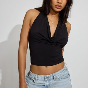 Deep Cowl Neck Halter Top